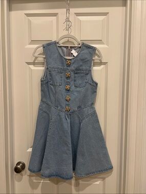 Light Blue Denim Dress with Decorative Buttons